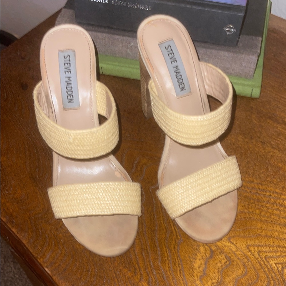 Steve Madden Pale Yellow Double-Band Heeled Sandals